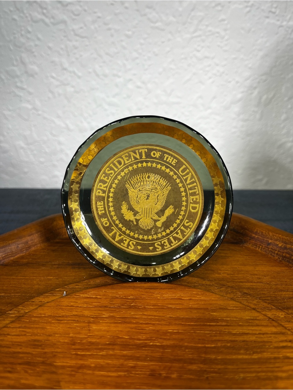 Vintage Glass Plate Seal Of The President Of The United States
